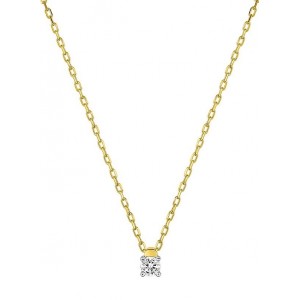 Collier Or jaune et diamant serti 4 griffes 0.07Ct