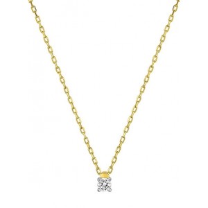 Collier Or jaune et diamant serti 4 griffes 0.07Ct