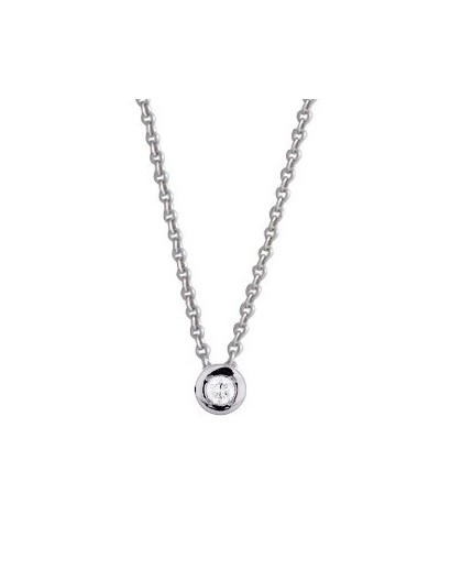 Collier Or gris et diamant serti pneu 0.04Ct