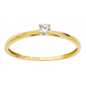 Solitaire or jaune 4 griffes oxyde de zirconium