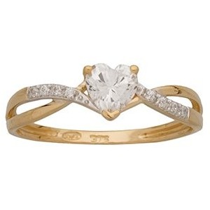 Solitaire or jaune coeur entourage oxyde zirconium