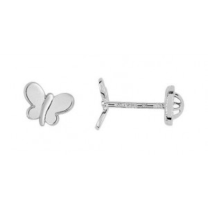 Boucles d'oreilles Or fermoir vis papillon gris