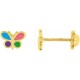 Boucles d'oreilles Or fermoir vis papillons couleu