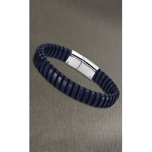Bracelet Lotus style LS1879-2/3 cuir bleu