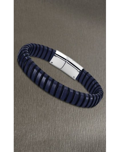 Bracelet Lotus style LS1879-2/3 cuir bleu