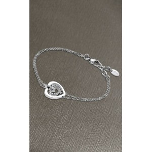 Bracelet Lotus style acier LS1867-2/1 coeur strass