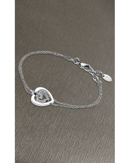Bracelet Lotus style acier LS1867-2/1 coeur strass