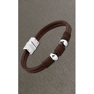 Bracelet Lotus style acier LS1389-2/1 cuir marron