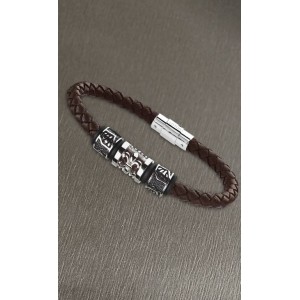 Bracelet Lotus style LS2008-2/2 cuir marron