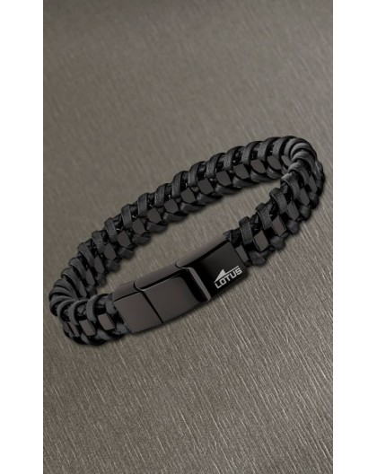Bracelet Lotus style LS2094-2/1 cuir noir