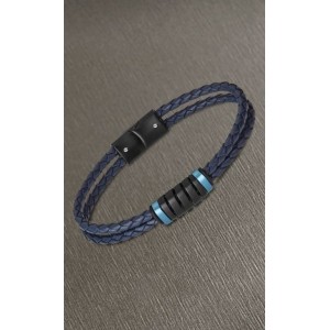 Bracelet Lotus style LS2150-2/2 cuir bleu