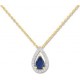 Collier Or jaune 375/1000e Saphir et Oxydes