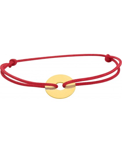 Bracelet cercle or sur cordon soie rouge gravable