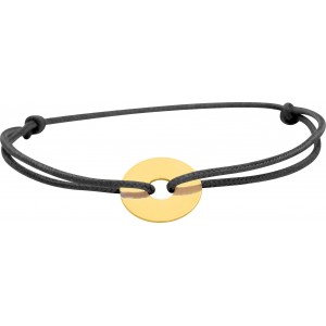 Bracelet cercle or sur cordon soie noir gravable