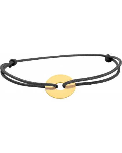 Bracelet cercle or sur cordon soie noir gravable