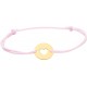 Bracelet cercle or sur cordon soie rose gravable