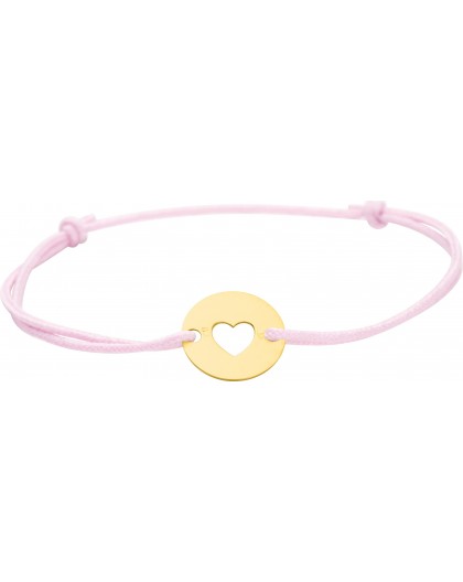 Bracelet cercle or sur cordon soie rose gravable