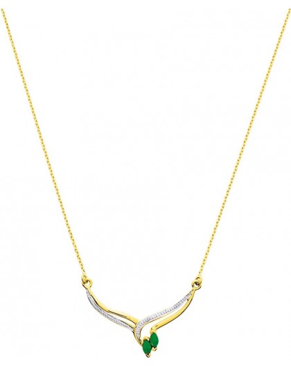 Collier Or et Emeraudes navettes