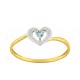 Bague Or jaune coeur topaze bleue traitée