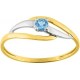 Bague Or bicolore solitaire Topaze bleue traitée