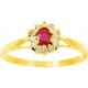 Bague Or jaune rétro Rubis entourage oxydes