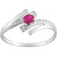 Bague Or gris moderne rubis traité