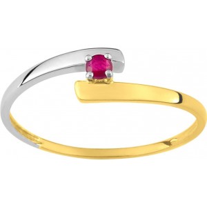 Bague Or bicolore Rubis solitaire