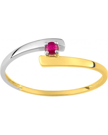 Bague Or bicolore Rubis solitaire