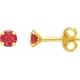 Boucles Oreilles Or puces rubis 4 griffes 4mm