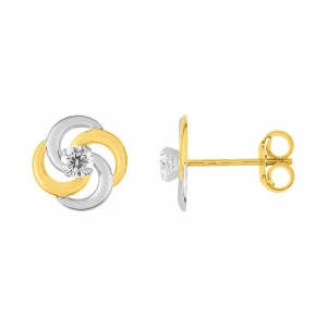 Boucles Oreilles Or bicolore volute oxydes