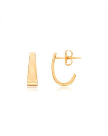 Boucles Oreilles Or 1/2 créoles motif allongé
