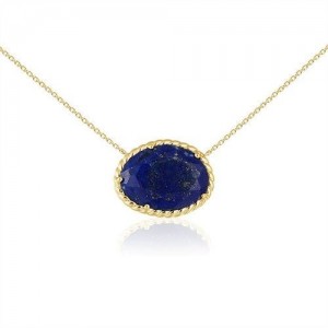 Collier or jaune Lapis lazuli baroque serti