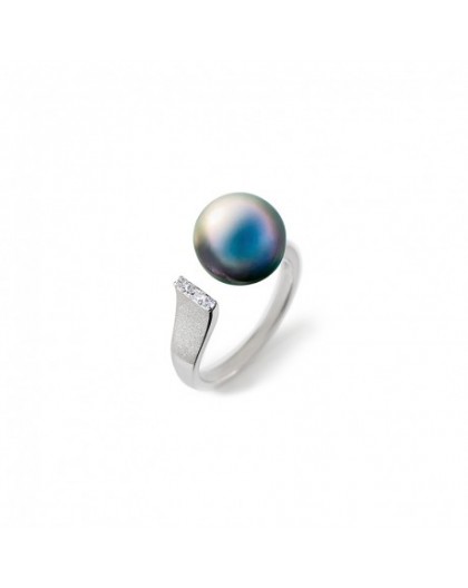 Bague IzaB ligne Epure perle Tahiti diamants
