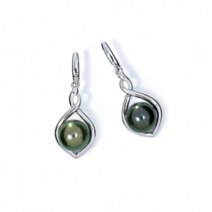 Boucles oreilles IzaB ligne Flore perle de tahiti