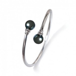 Bracelet Iza B double perle de Tahiti argent