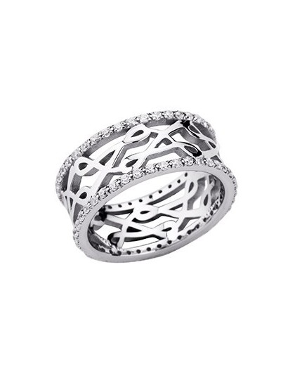 Bague Argent motif large arabesque oxydes