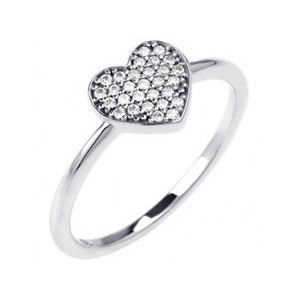 Bague Argent motif coeur pavé oxydes zirconium