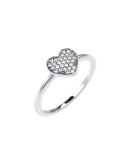 Bague Argent motif coeur pavé oxydes zirconium