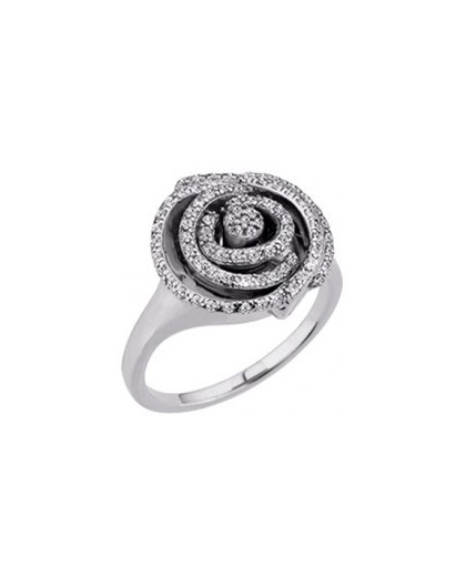 Bague Argent motif rose oxydes zirconium sertis