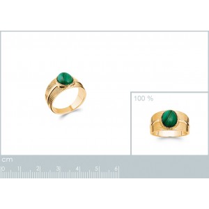 Bague Plaqué or Cabochon Malachite