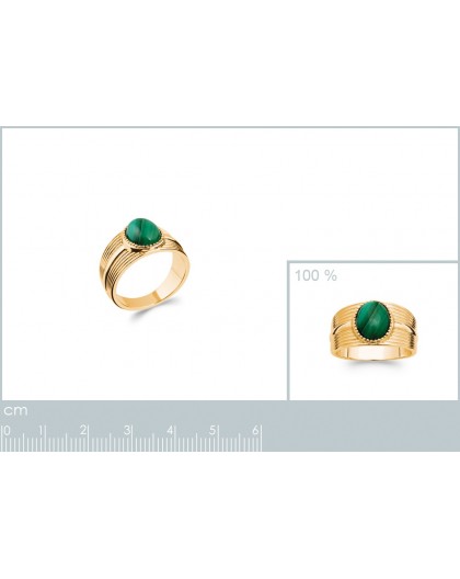 Bague Plaqué or Cabochon Malachite