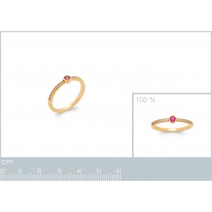 Bague Plaqué or solitaire accompagné oxyde rouge