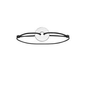 Bracelet cordon noir médaille jeton à graver