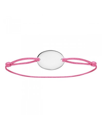 Bracelet cordon rose médaille à graver