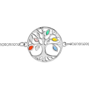 Bracelet argent Arbre de vie ajouré résine couleur