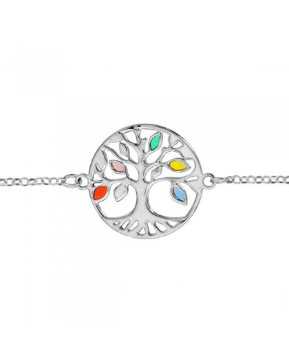 Bracelet argent Arbre de vie ajouré résine couleur