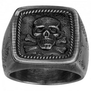 Bagues Acier Legend Tête de mort pvd noir