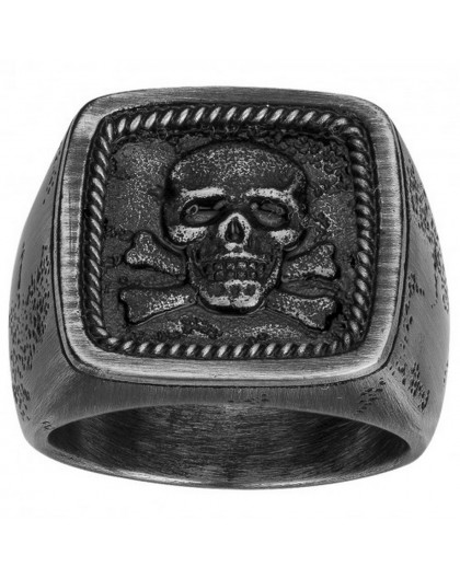 Bagues Acier Legend Tête de mort pvd noir