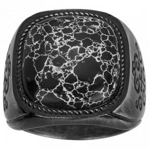 Bagues Acier Legend vintage howlite blanche