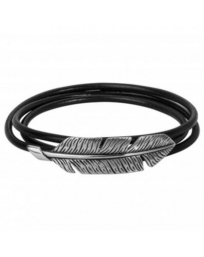 Bracelet Acier Legend feuille vintage cuir